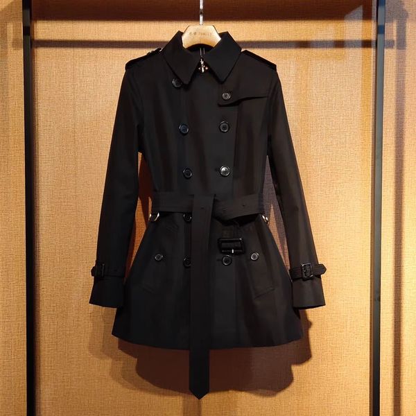 

khaki windbreaker women's short - spring and autumn new small man british slim big brand high-end coat, Black