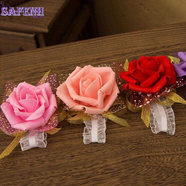 

other fashion accessories 1pc event supplies decoration hand flower bridesmaid silk rose wrist flowers for wedding bride wrist flowers j2304, Silver