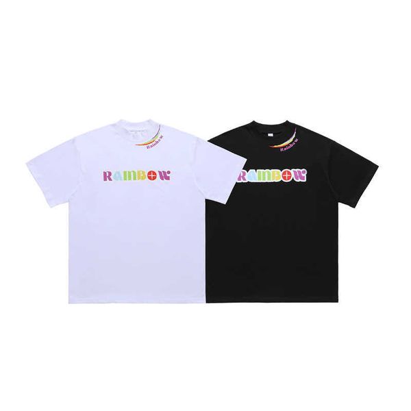 

men and women t-shirtslawfoo spring/summer china-chic brand american street english print half high collar loose fit couple t-shirt fashion, White;black