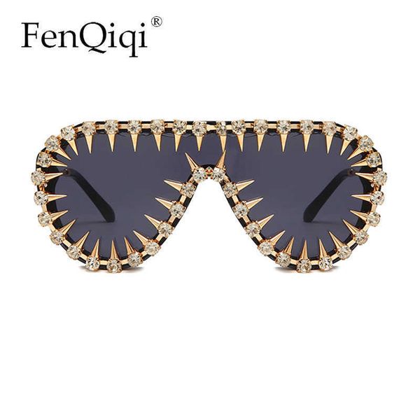 

sunglasses punk diamond one piece oversized sunglasses for women luxury brand rhinestone studded sun glasses men hip hop sunglasses j230422, White;black