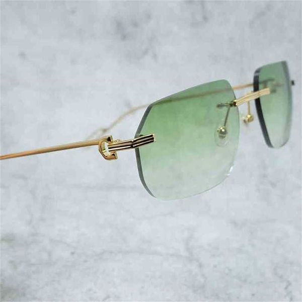 

2023 designer glasses model for men mens shades vintage rimless polygon eyewear gafas sol sunglasses, White;black
