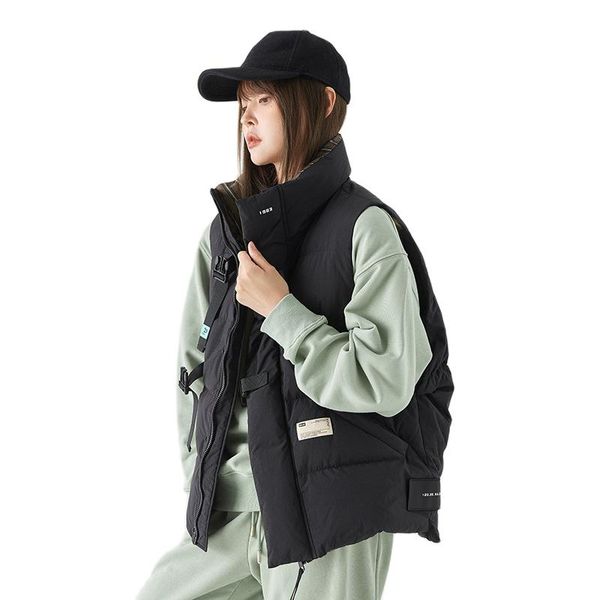 

vests tooling down cotton vest women's autumn winter fashion korean short cotton padded thick warm sleeveless waistcoat parkas femme, Black;white