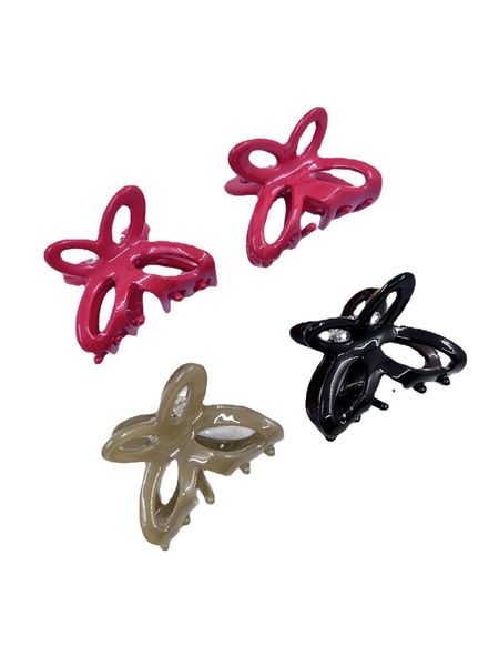 

pink barrette korean edition solid butterfly exquisite and small grip clip hair clip versatile no broken hair no bang headwear hair accessor, Golden;silver