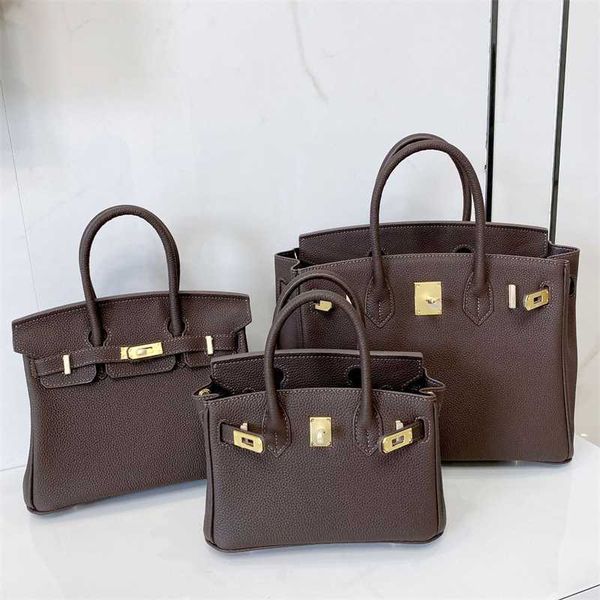 

luxury bag birkin togo layer cowhide lychee grain gold buckle women's large capacity commuter versatile one shoulder handbag leather