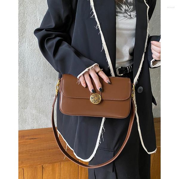 

shoulder bags fashion genuine leather bag for women high-grade tofu retro one versatile square flip messenger