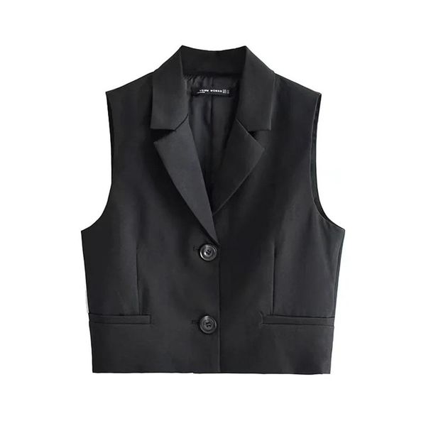 

vests xeasy women elegant black v neck singlebreasted vintage vest female slim streetwear waistcoat office lady casual chic top, Black;white