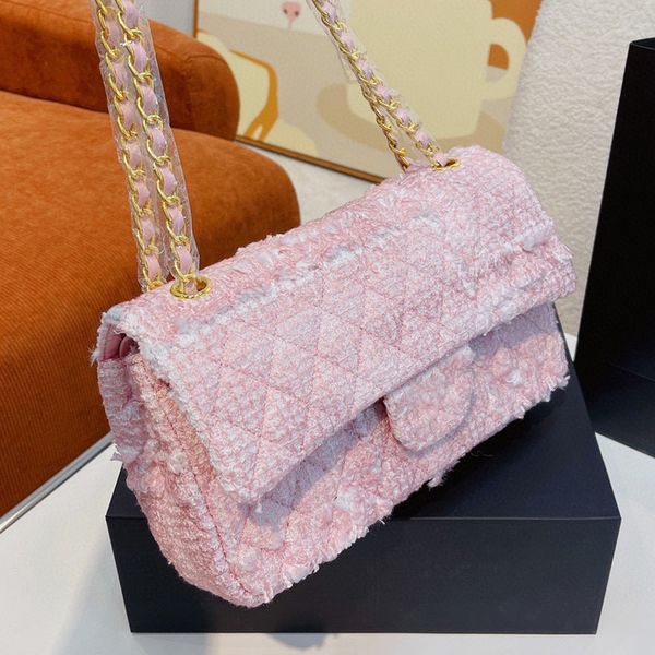 

cf classic bag chain cf luxury designer bag portable shoulder crossbody bag for women 22p spring/summer series square fat bag with dual enam