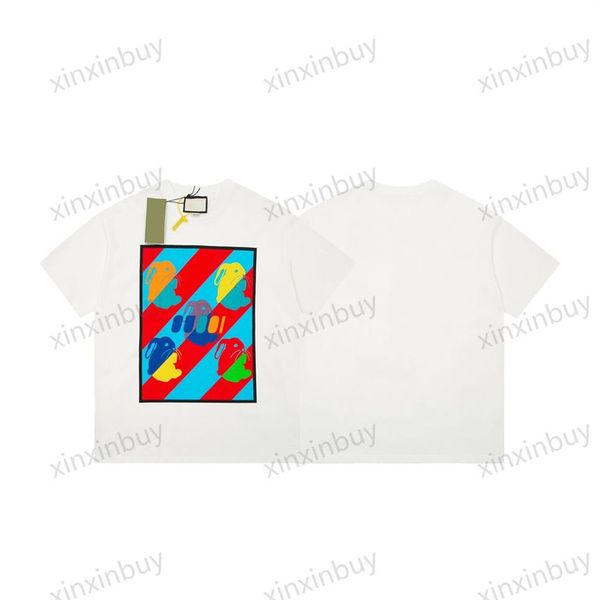

xinxinbuy men designer tee t shirt 23ss paris color rabbit pattern print short sleeve cotton women black beige green white xs-l2860, Black;brown