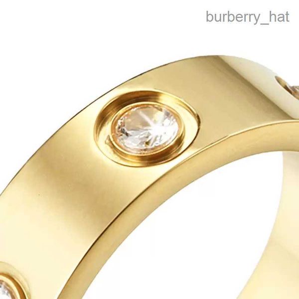 

4mm 5mm 6mm titanium steel silver love ring with six diamond men and women rose gold ring for lovers couple ring for gift boy
