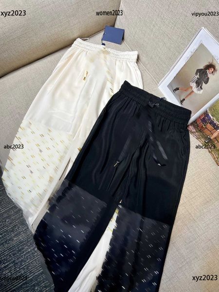 

designer women pants wide legs pants lace up elastic waist pants size s-l straight pants letter printed trousers new arrival april22, Black;white