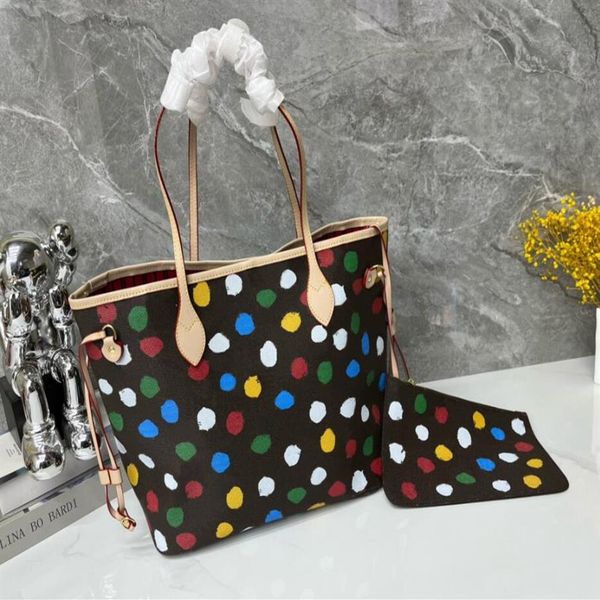 

women totes bag shopping bag gm mm pm 2pcs set with wallet mini genuine leather medium fashion multicolored dots handbags large co247w