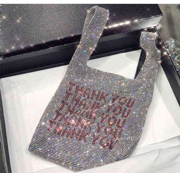 

nxy handbag thank you sequins bags women small tote crystal bling fashion lady bucket vest girls glitter purses brand 02141266527