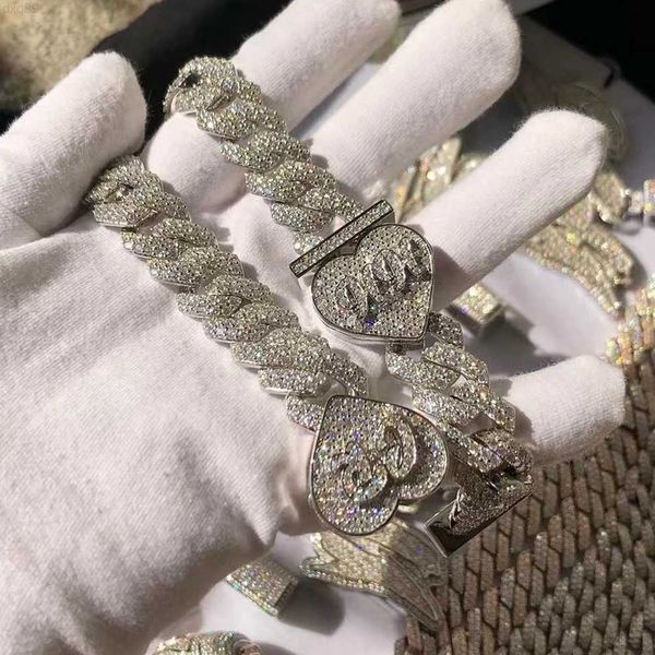 

iced out hip hop diamond vvs d color cuban chain necklace 925 sterling silver men necklace miami cuban link chain