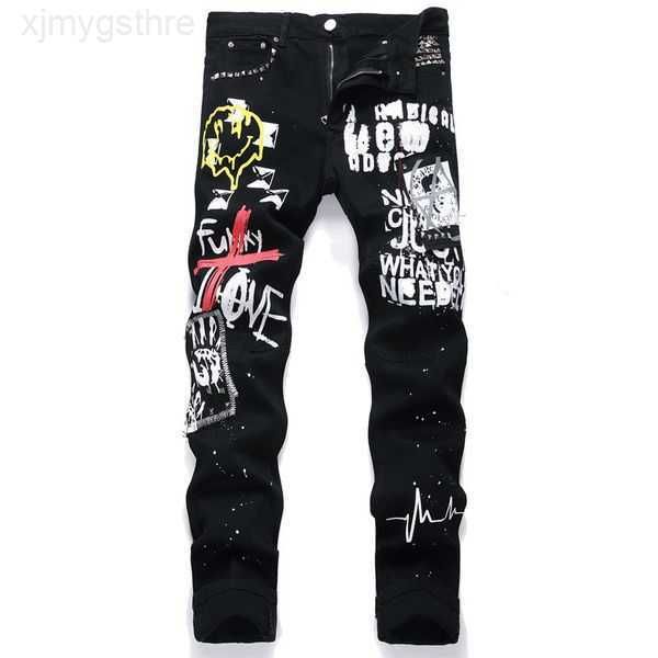 

mens jeans mens designer ammis for with stars embroidery starts printed pencil pants cotton skinny ripped motorcycle pant fashion 85ffo, Blue