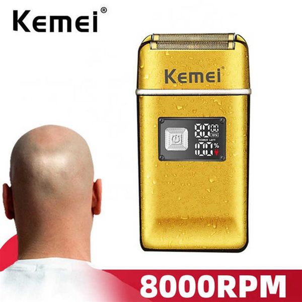 

electric shavers kemei barber rechargeable foil shaver men electric powerful bald head razor washable ultra close finish shaving m246d