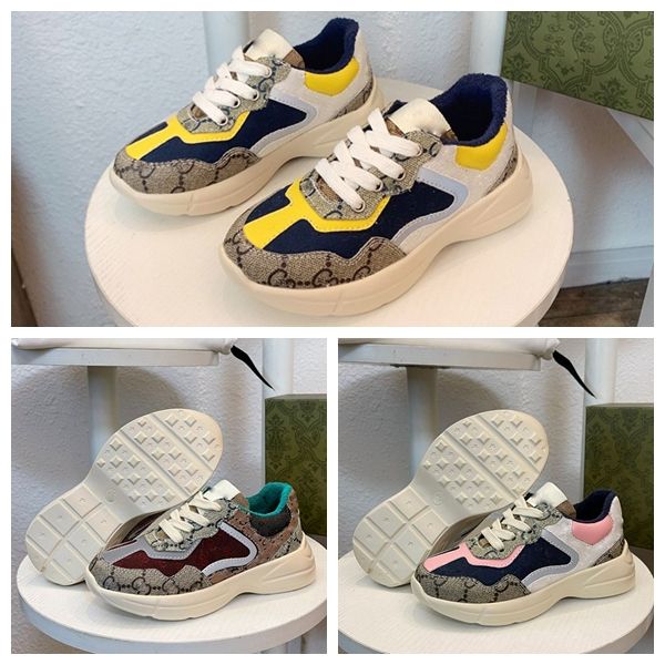 

2023 shoes chunky kids shoes outdoor girls boys print designer luxury brand vintage dad shoes breathable fashion running shoes 26-35, Black