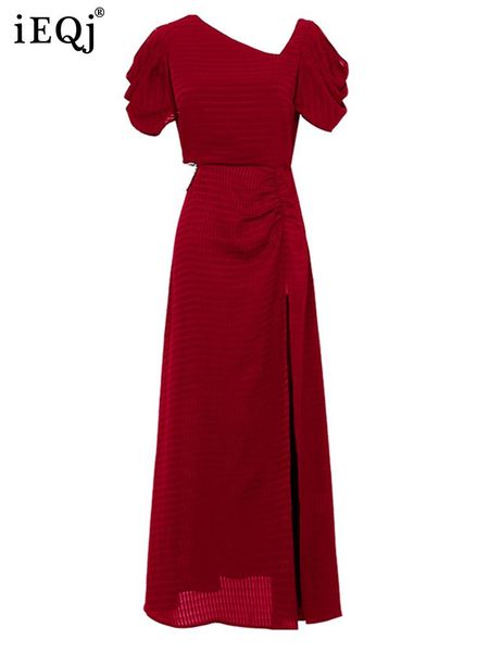 

dresses ieqj hollow out irregular design dresses for women short sleeve waist slim split dress 2023 new spring summer clothing 3wq2073, Black;gray