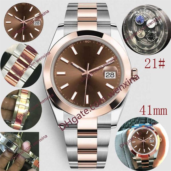

mens watch 41mm blue digital dial silver smooth edge waterproof montre de luxe automatic 2813 stainless steel watches233y, Slivery;brown