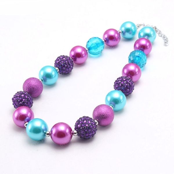 

baby girls beads necklace fashion chunky bubblgum necklace kids beaded jewelry child party gift, Silver