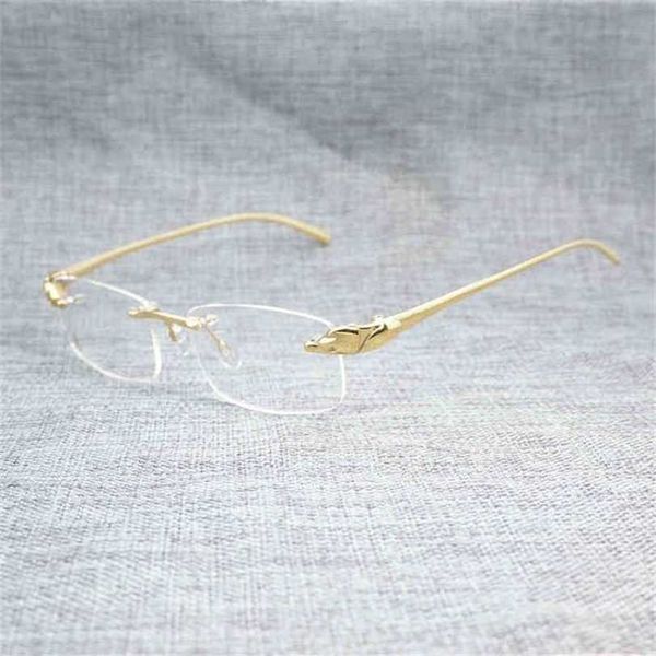 

2023 designer glasses model men titanium alloy frames rimless square eyeglasses clear lens optical gold frame eyewear for reading 221s sungl, White;black