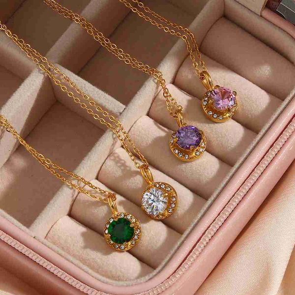 

fashion jewelry personality trendy style stainless steel gold plated zircon women jewelry necklaces, Silver