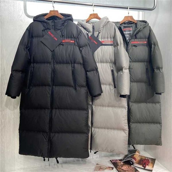 

20% off family new winter thickened white goose bread down extra long to ankle jacket, Black