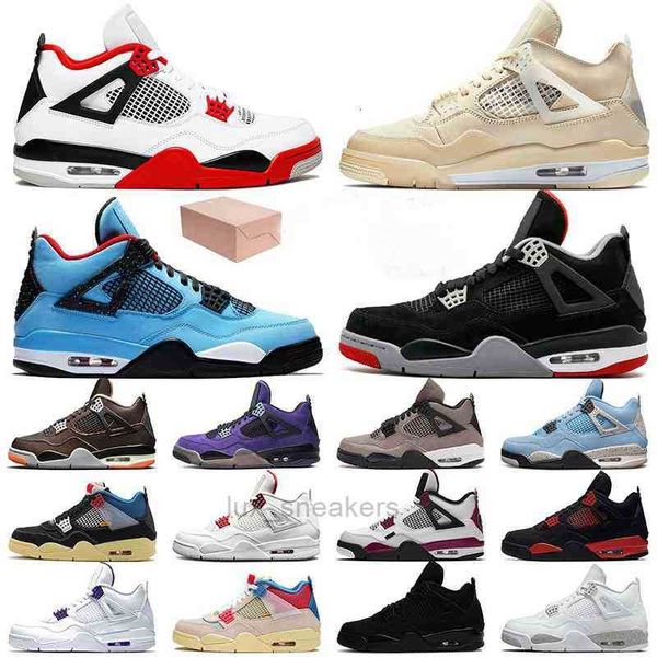 

with box jumpman 4 men basketball shoes women sail fire red 4s travis bred university blue black cat s court purple trainers sneakers