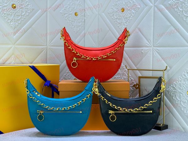 

printed pattern half moon bag shoulder bag designer detachable chain handbag satchel luxury letter zipper head saddle bags