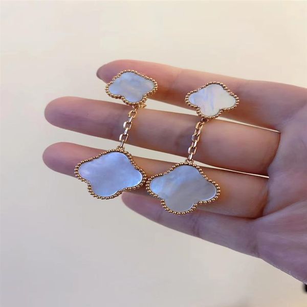 

3 flowers 4 four leaf clover dangle earings designer earrings for women wedding jewelry mother's day gift2737, Silver