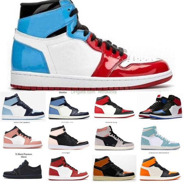

women men 1s shoes 1 university blue unc patent obsidian blue chill digital pink mid milan sports sneakers