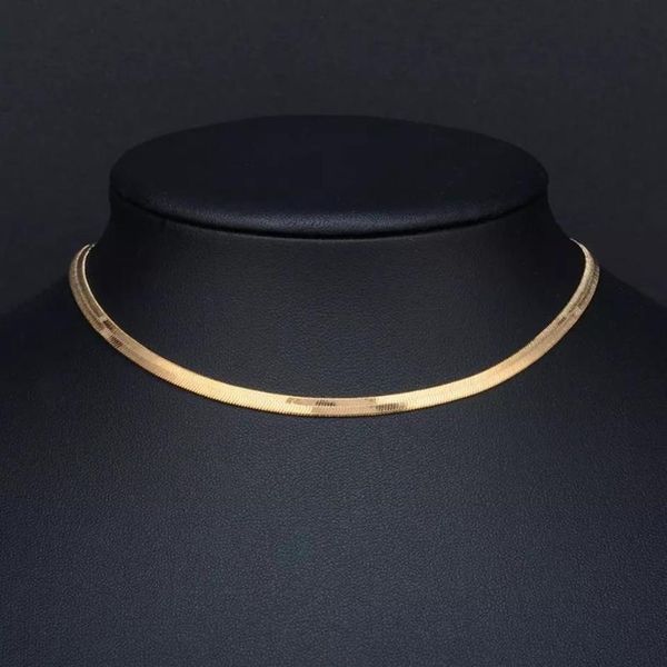 

chains 100% stainless steel flat herringbone chain necklace for women gold silver color clavicle blade snake choker necklaces 2 5m281m