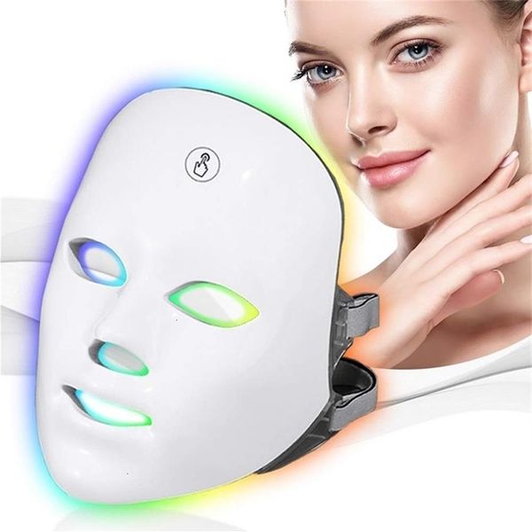 

face care devices wireless led mask light therapy pon usb recharge 7 colors facial for anti aging skin rejuvenation device 221114249w