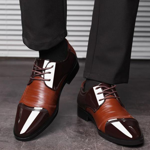 

dress shoes casual business leather for men lace up pointed toe oxds formal male wedding party office work 230422, Black