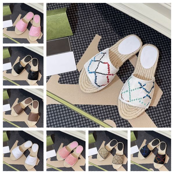 

2023 summer new slippers simple fashion trend ladies slippers straw fisherman slippers maximum shoes size 41, Black