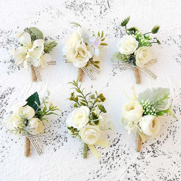

other fashion accessories boutonniere silk roses corsage white wedding groom boutonniere buttonhole flower artificial flowers corsages brooc, Silver