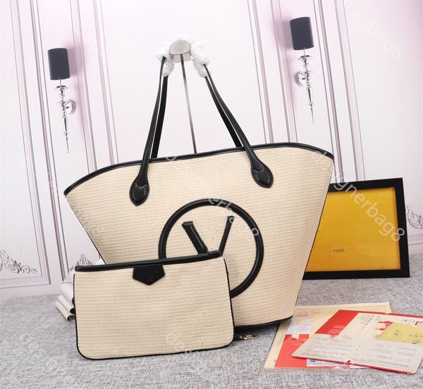 

designer woman rufiya straw beach bag luxurys large capacity tote bag woman's summer shopping bag 2023 fashion shoulder bag wallet lady