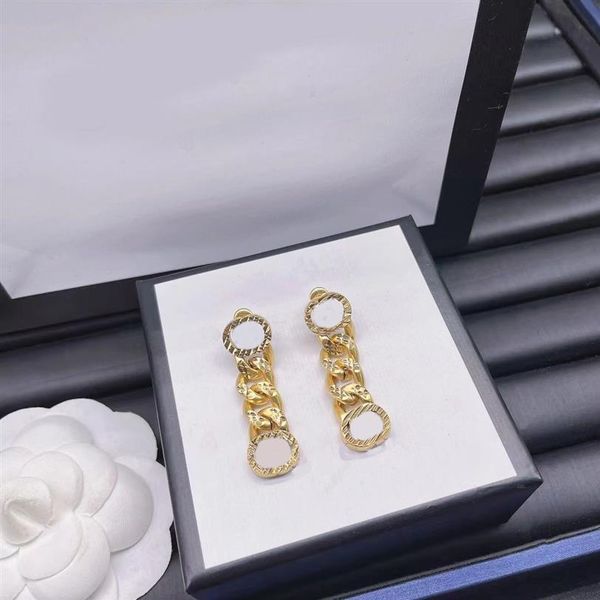 

2022 new fashion dangle chandelier earrings chain double g letter brand designer earrings women wedding party jewelry with box298p, Silver