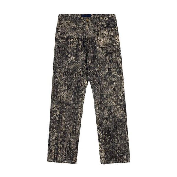 

men's plus size pants men's jeans full stamped letter printing women's men's hip-hop fashion casual pants267g, Black;brown
