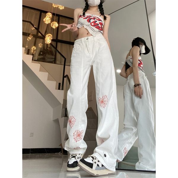 

women's jeans brand jean harajuku casual spicy slim female fashion white streetwear laceup trousers vintage woman 2023 230422, Blue