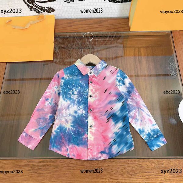 

single breasted kids clothing baby colorful floral print shirt designer high-end gradient blouses summer fashion children shirt, White;black