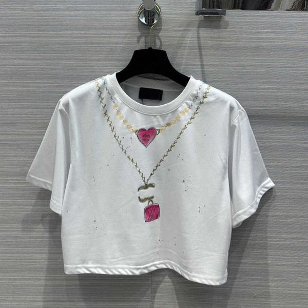 

23ss womens t-shirt womens designer clothing tee round neck pure cotton short style necklace logo printing short sleeve t shirt womens cloth, White