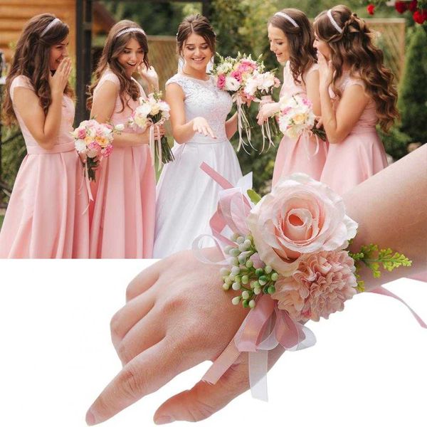 

other fashion accessories wedding wrist flower for women fake flower wedding bridesmaid bracelet party artificial wrist flowers corsages for, Silver