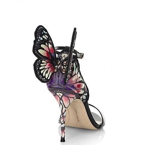 

sophia webster butterfly wing sandals women stiletto heel strap ankle genuine leather lady pumps with box9695513, Black