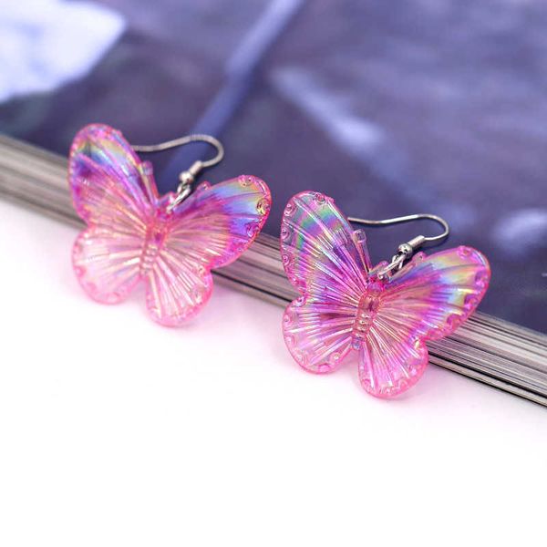 

charm new fashion multicolor butterfly earrings woman jewelry cute colorful acrylic drop earrings accessories gifts for female girl w0422, Golden