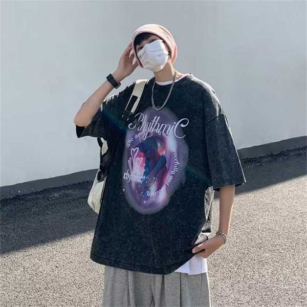

22% off street t-shirt women's dark black hip hop fashion print loose size short sleeve summer couple top, White;black