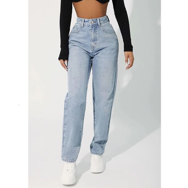 

women's jeans straight leg jean retro high waist skinny blue denim trousers fashion street casual y2k clothing 2023 ladies pants 230422