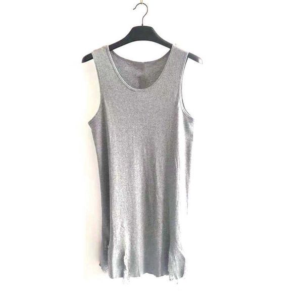 

designer clothing amiiri vest punk hip hop fog underlay high street old brushed damaged irregular hem tank vest short sleeve streetwear for, Black