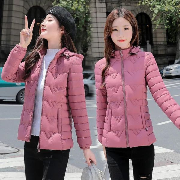 

leather women parkas winter jacket 2022 new warm hooded female basic coat down cotton padded parkas short jacket outwear 6xl, Black
