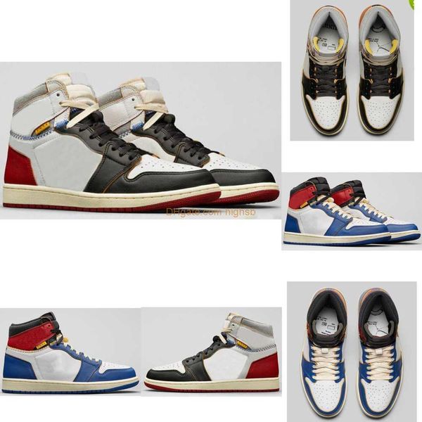 

retro womens mens un la x 1 high og black toe blue red shoes 1s sneaker us 4y-13