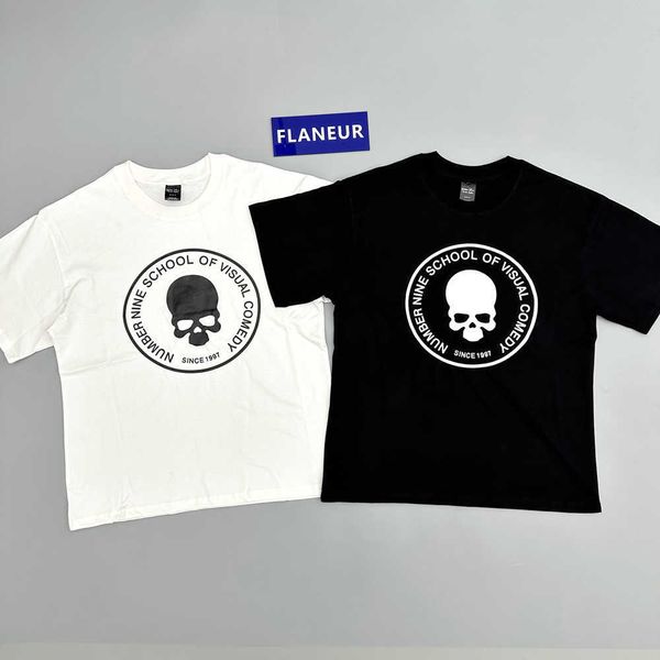 

men's t-shirts number nine fla 04s skull print old cracked print short sleeved t-shirt under the palace guiyu antique, White;black